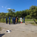 標定点を光波で観測 環境土木科