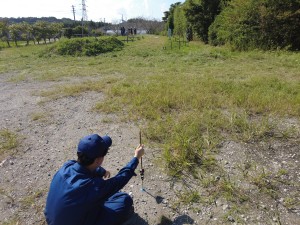 ミラーを真っ直ぐ立てる 環境土木科