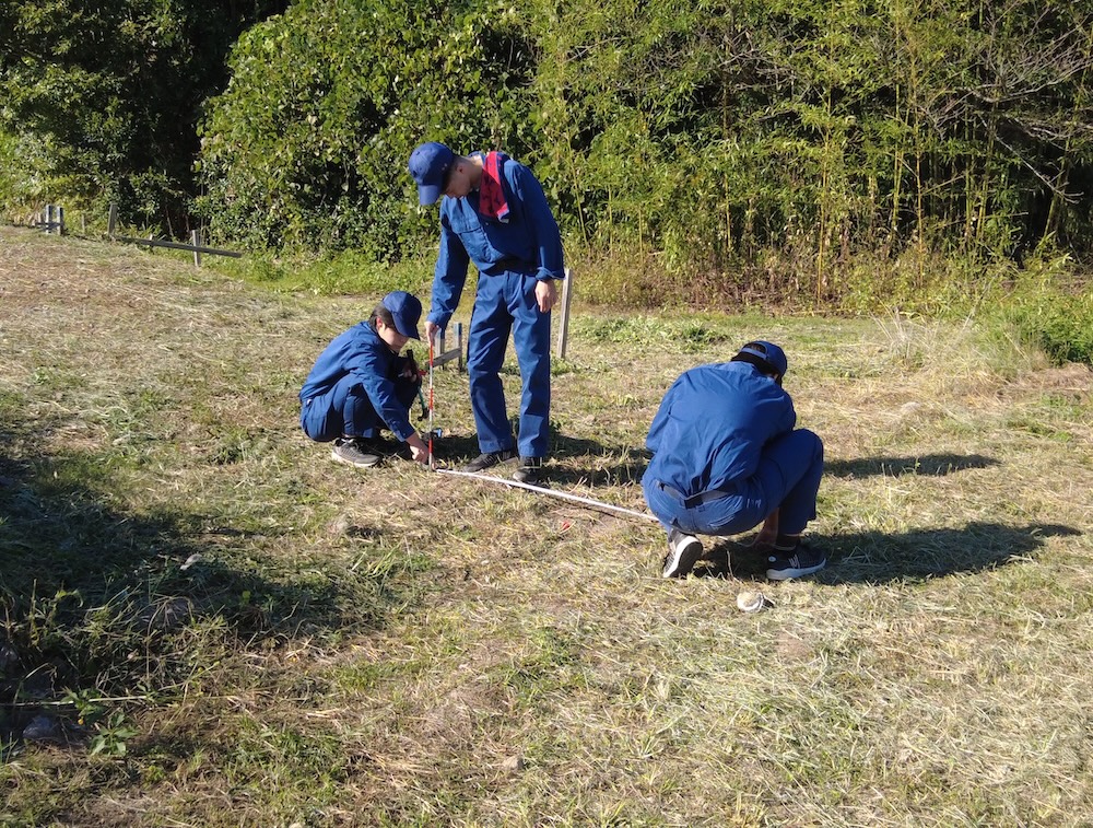 位置関係、間隔体感 国東高校環境土木科